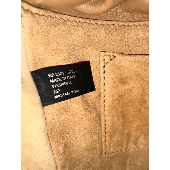 MICHAEL KORS COLLECTION Ischia Mini Leather and Fringe Bucket Bag Natural Peanut - Picture 10 of 14